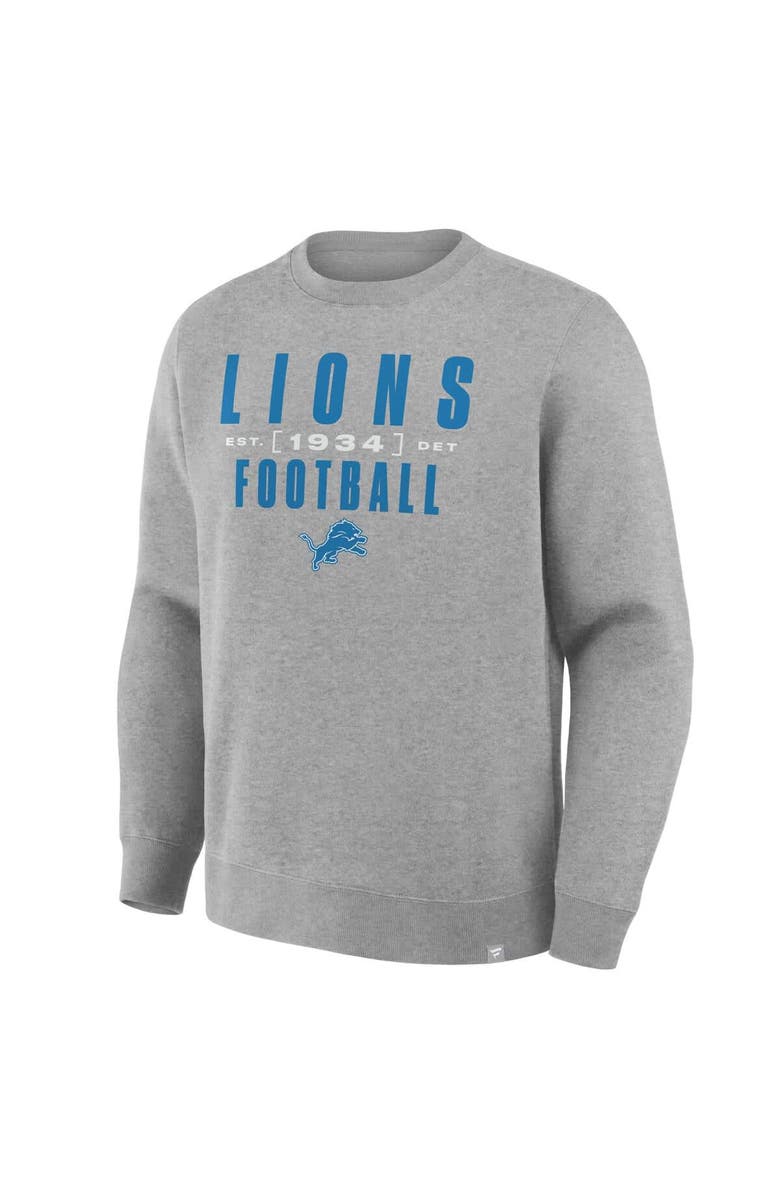 FANATICS Men's Fanatics Heather Gray Detroit Lions Powerful Throw Legacy Pullover Sweatshirt, Alternate, color, Heather Gray