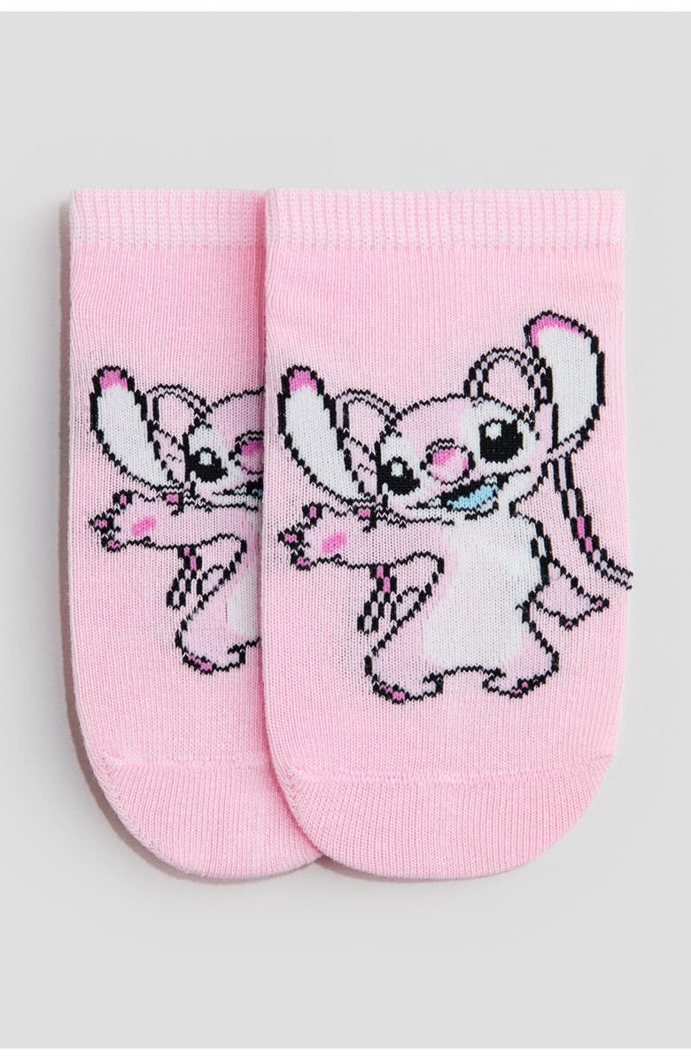 H&M 5-pack ankle socks, Alternate, color, Light Pink/Lilo & Stitch