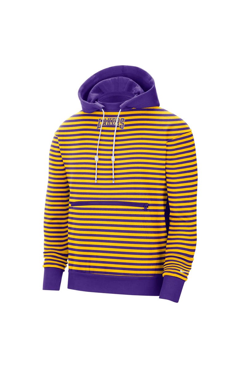 Nike Men's Nike Gold/Purple Los Angeles Lakers 75th Anniversary Courtside Striped Pullover Hoodie, Alternate, color, 