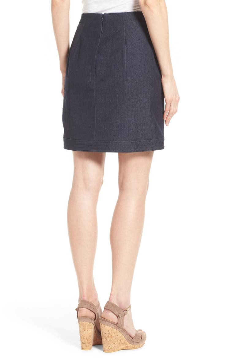 Denim Faux Wrap Miniskirt, Alternate, color, DARK INDIGO
