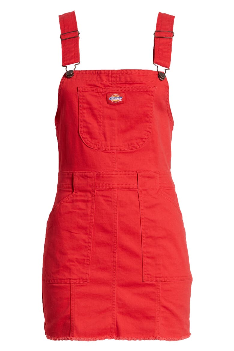 Twill Overall Dress, Alternate, color, RED
