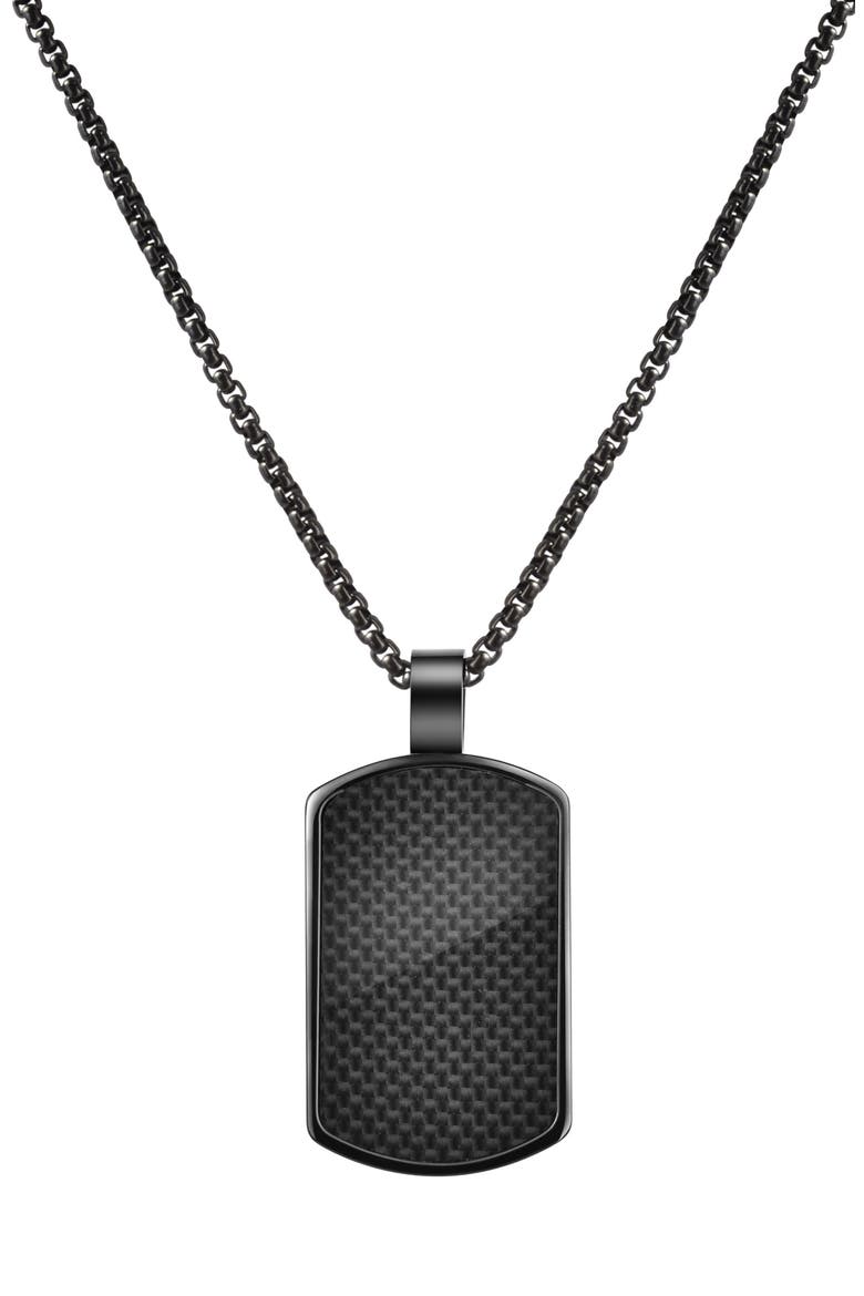 Men's Carbon Fiber Dog Tag Necklace, Main, color, BLACK