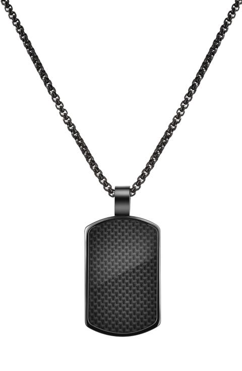 Men's Carbon Fiber Dog Tag Necklace
