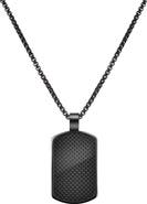 VAN HEUSEN Men's Carbon Fiber Dog Tag Necklace