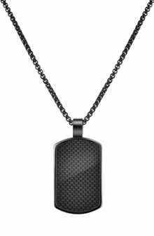 VAN HEUSEN Men's Carbon Fiber Dog Tag Necklace