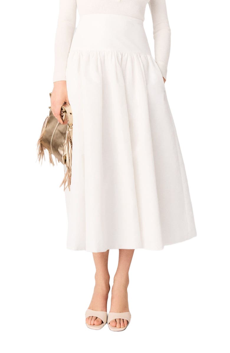 maje Long taffeta skirt, Alternate, color, White