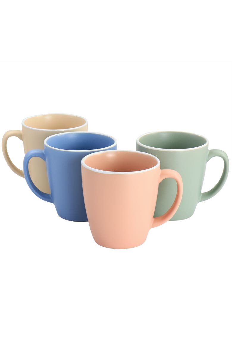 4pc 17.5oz Stoneware Mug Set in Matte Assorted Colors, Main, color, Blue