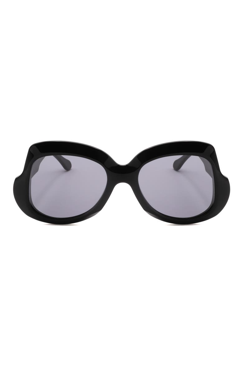 54mm Round Sunglasses, Main, color, BLACK / DARK GREY