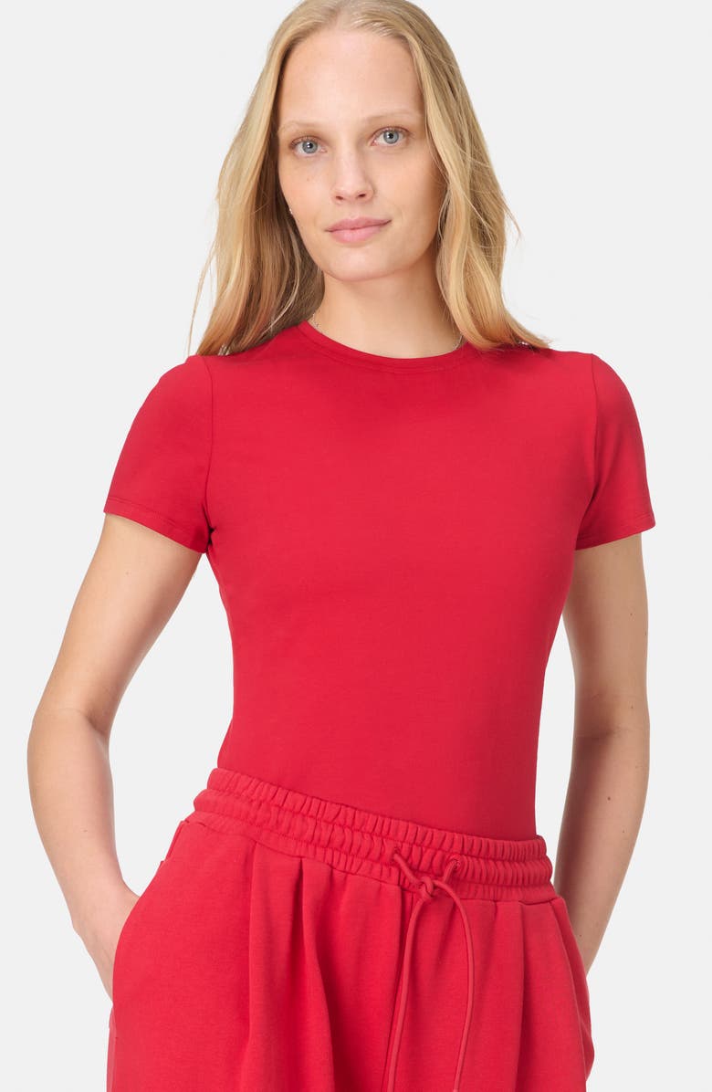 Sweaty Betty Essential Sculpt Crewneck T-Shirt, Alternate, color, Pepper Red