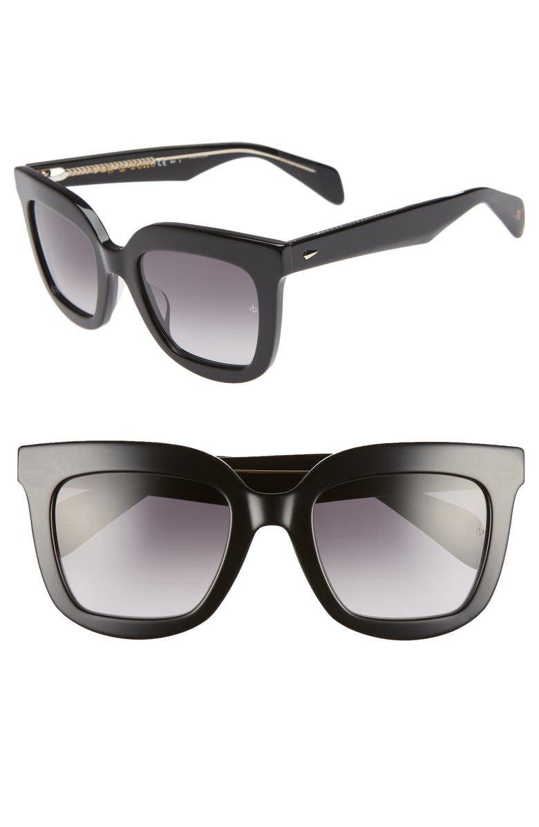 rag & bone 52mm Rectangular Sunglasses, Main, color,