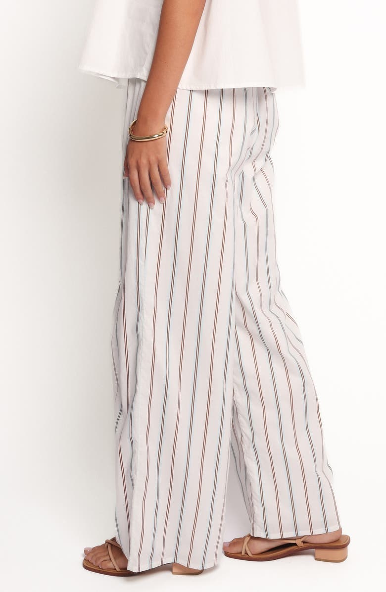 Petal & Pup Ember Stripe Drawstring Cotton Pants, Alternate, color, White/ Blue Brown Stripe