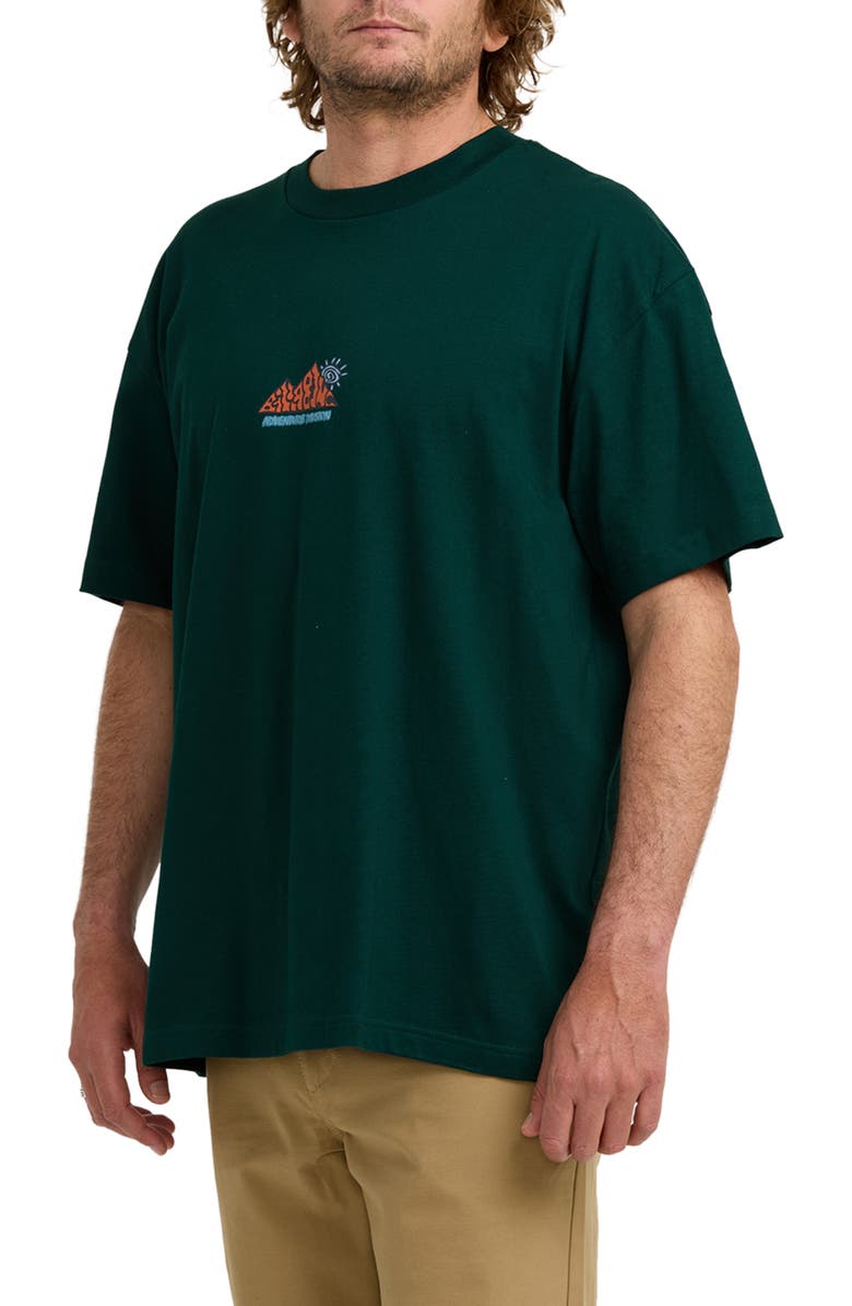 Billabong Reach the Peak Adventure Division Organic Cotton Graphic T-Shirt, Alternate, color, Spruce Green