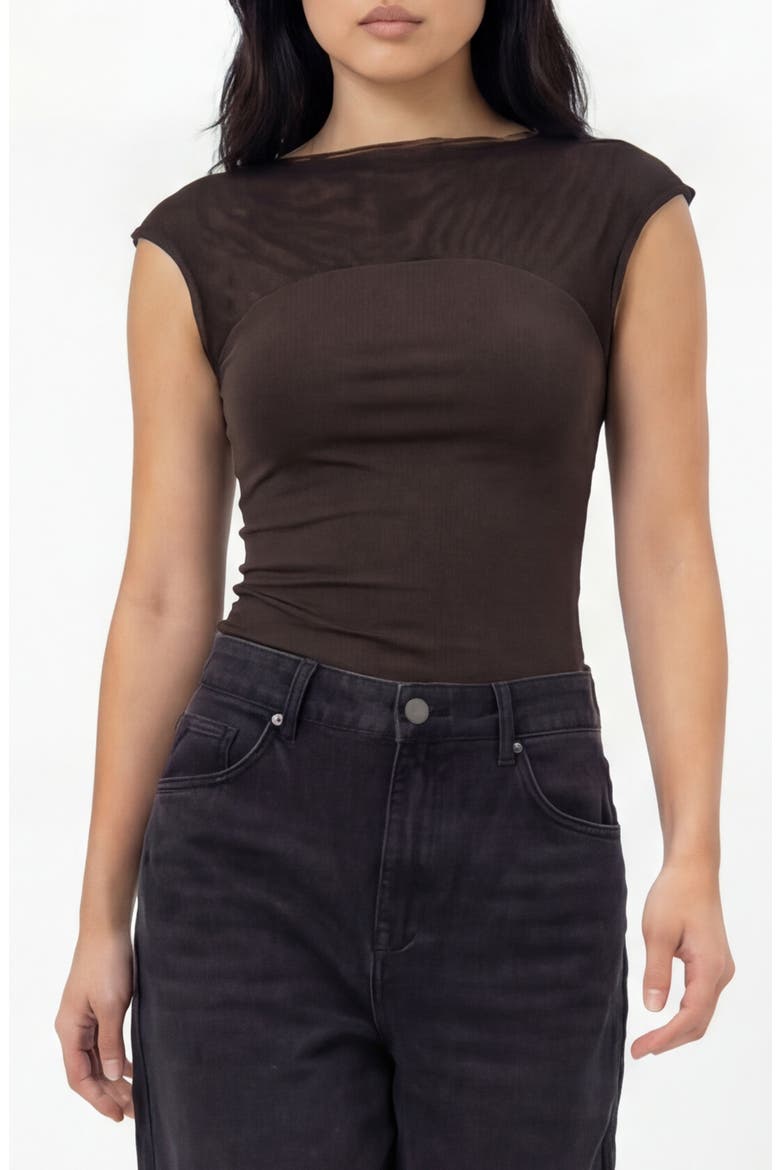 Fiona Mesh Top, Main, color, HOT FUDGE