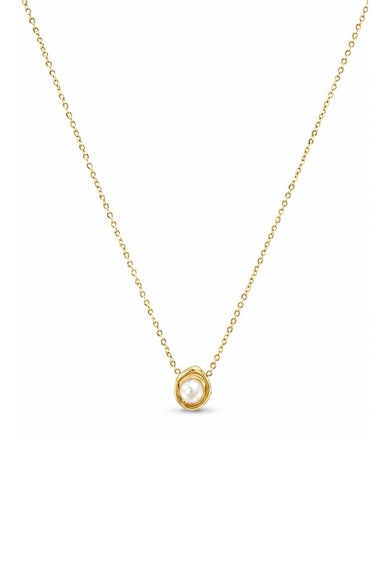 Halo Faux Pearl Pendant Necklace, Main, color, GOLD