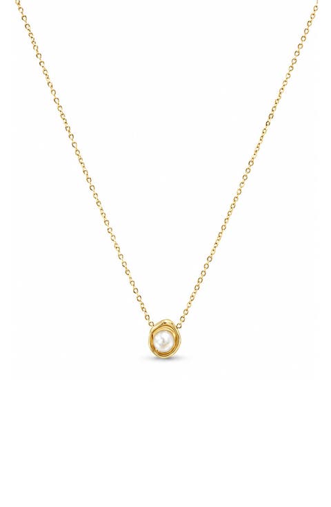 Halo Faux Pearl Pendant Necklace