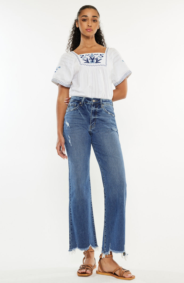 KanCan Jemma High Rise Slim Wide Leg Jeans, Alternate, color, Medium Wash