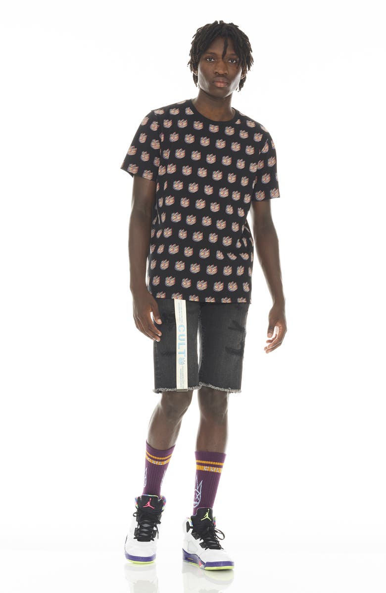 Cult of Individuality Rocker Belted Denim Shorts, Alternate, color, Scars