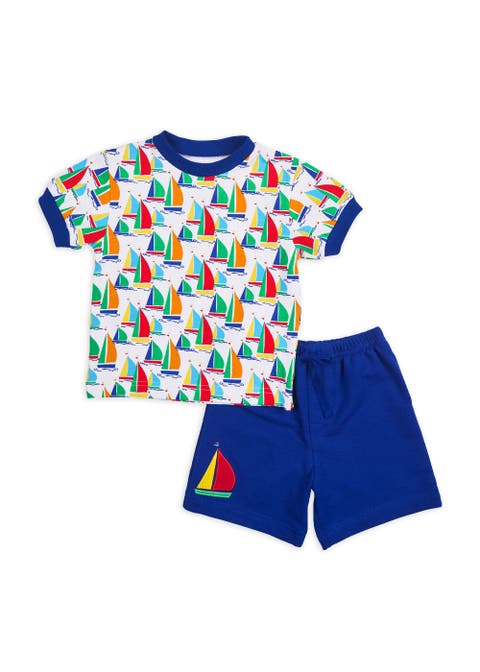 Sailboat Print T-Shirt with Shorts