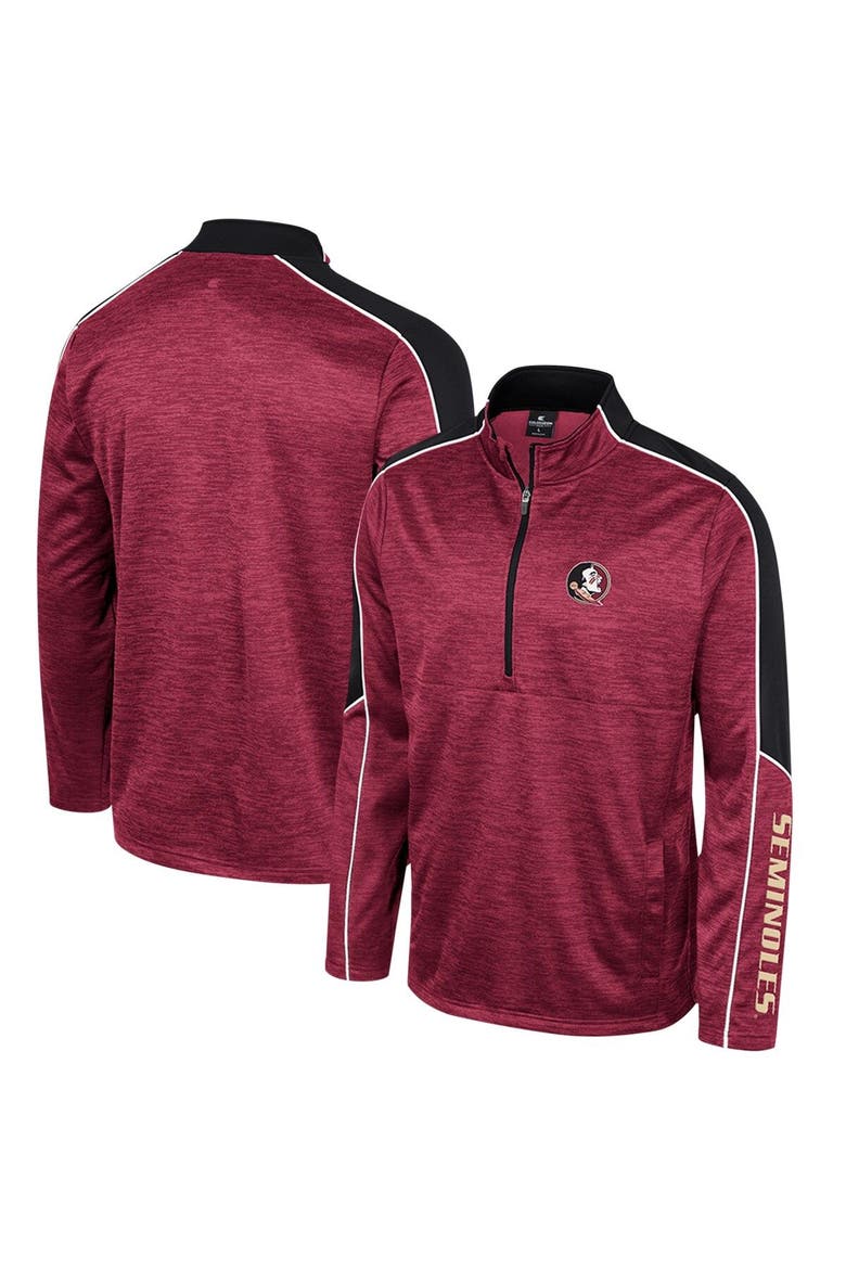 Men's Colosseum Garnet Florida State Seminoles Marled Half-Zip Jacket, Main, color, Garnet