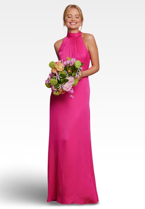 Tilly Satin High Neck Bridesmaid Dress