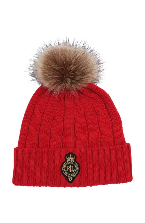 Lauren Ralplh Lauren Cable Crest Patch Hat In Red