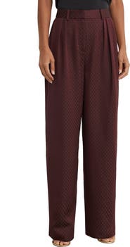 Reiss Tilly Jacquard Wide Leg Pleated Trousers