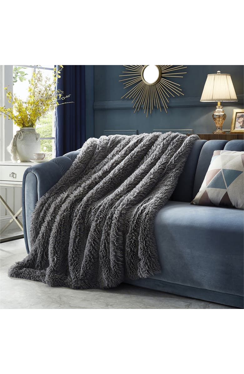 INSPIRED HOME Faux Fur Throw Blanket, Alternate, color, 