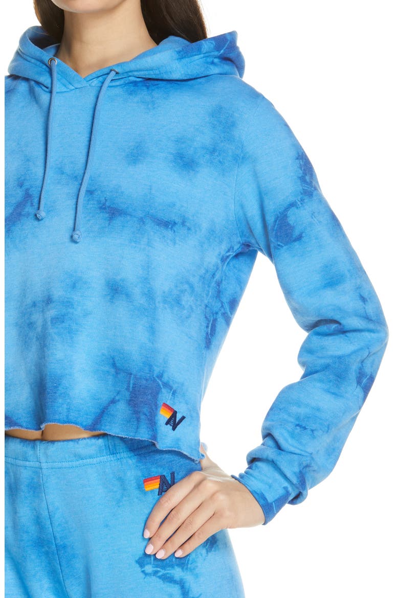 Tie Dye Crop Hoodie, Alternate, color, TIE DYE CRYSTAL ROYAL