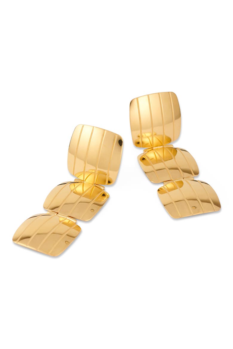 Slot Clip-On Drop Earrings, Alternate, color, YELLOW GOLD