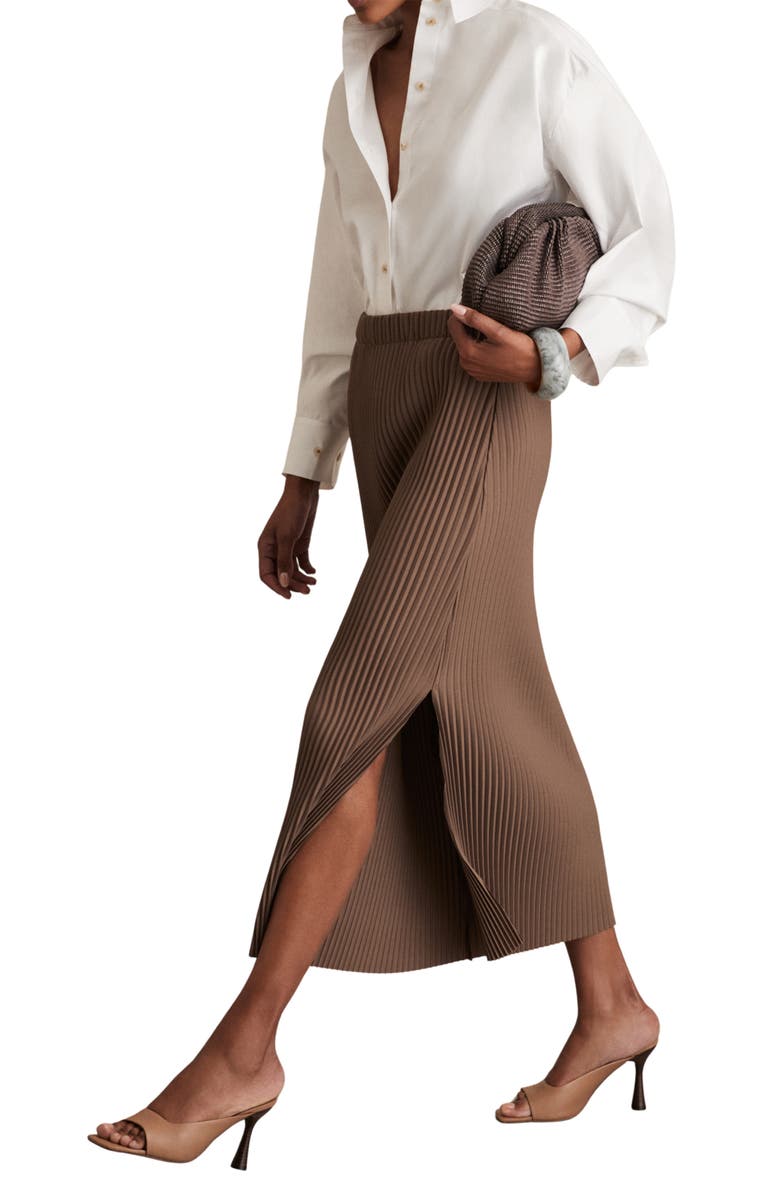 Reiss Pippa Rib Skirt, Alternate, color, Chocolate