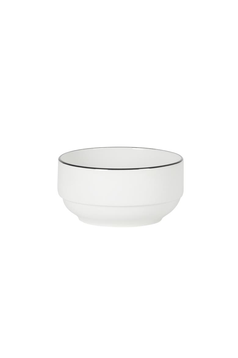 Rothernberg Stackable Porcelain Dinnerware Set, Alternate, color, White with Black Rim