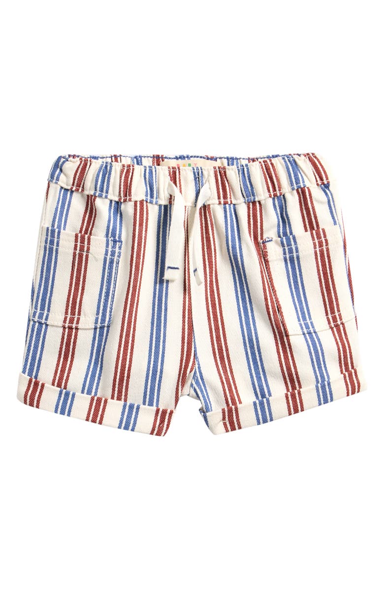 Mini Boden Stripe Stretch Cotton Shorts, Main, color, Blue And Red Stripe