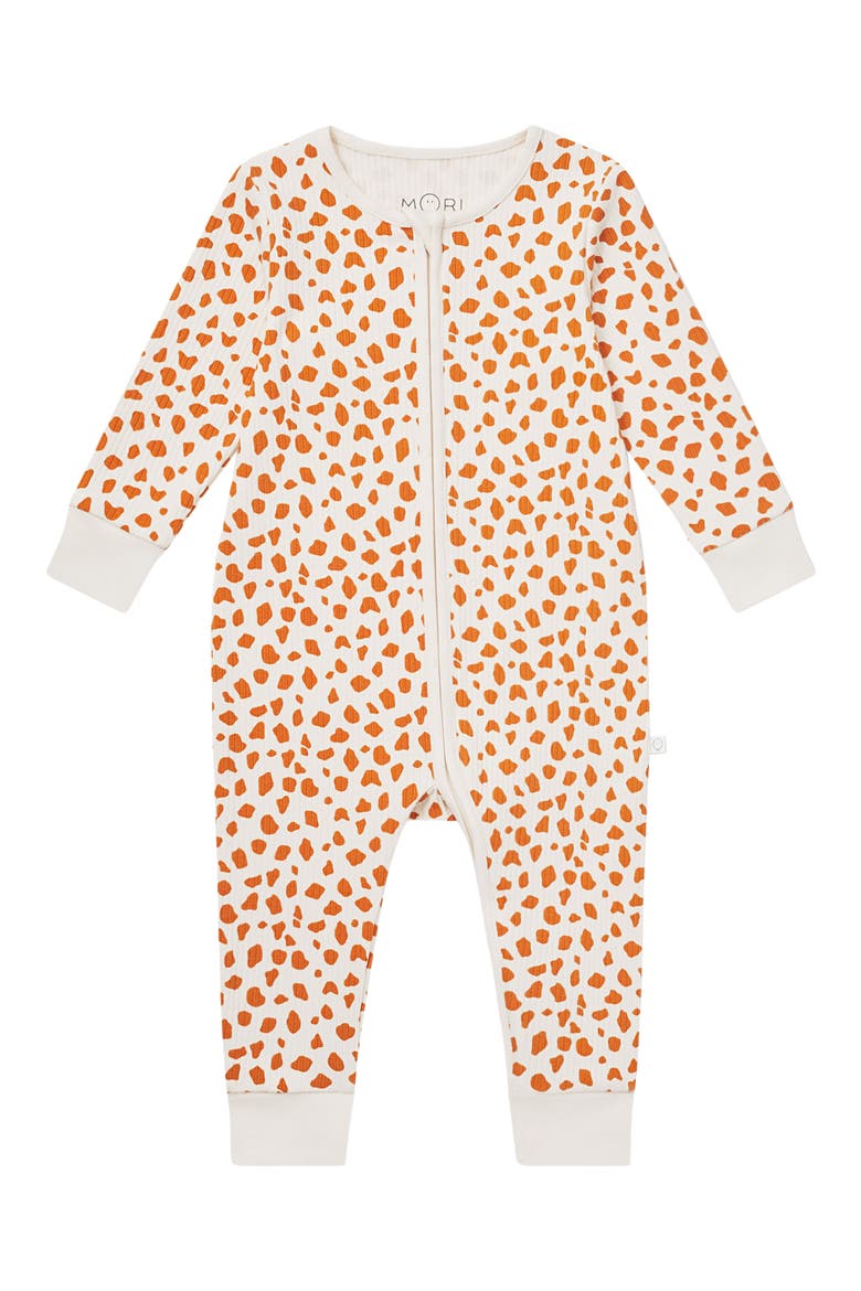 Rib Fitted One-Piece Romper, Main, color, RIBBED - GIRAFFE SPOT PRINT