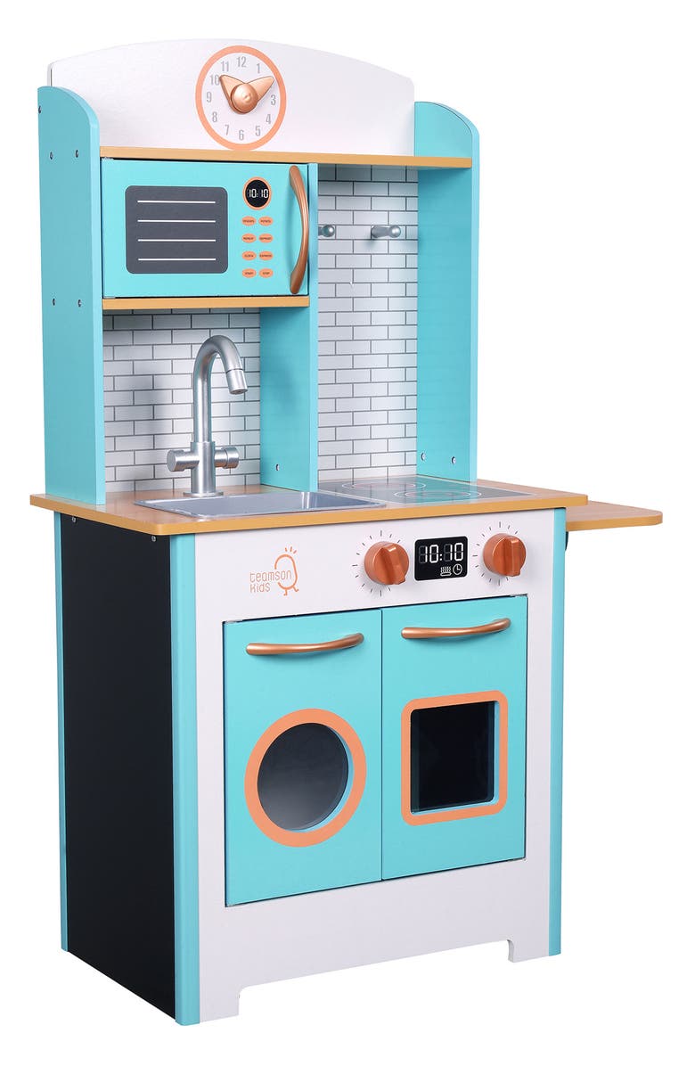 Teamson Kids Little Chef Santos Kitchen Playset, Alternate, color, Petrol/ Wood