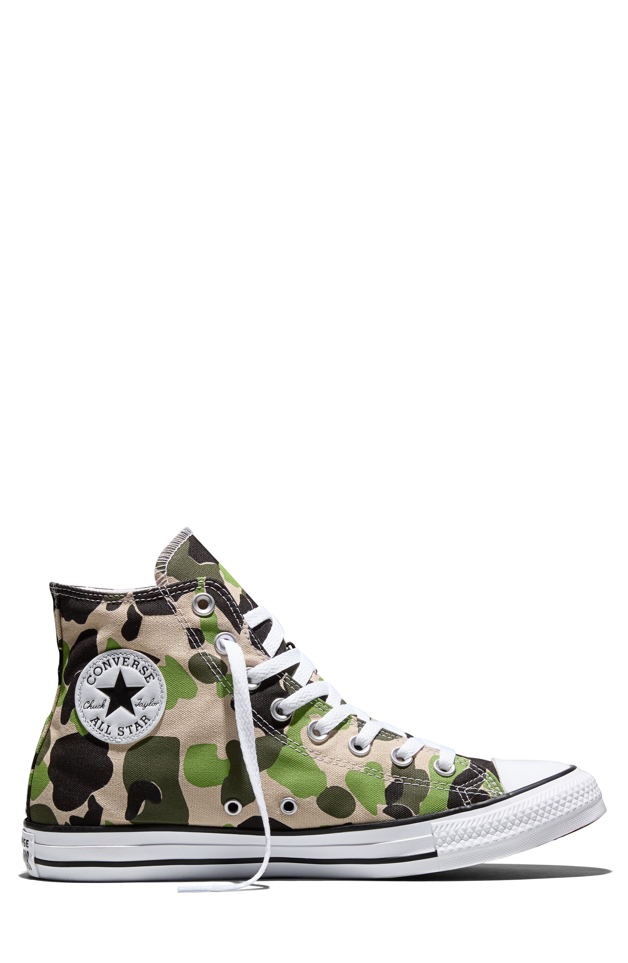 Chuck Taylor All Star Camo High Top Sneaker, Alternate, color, NUTTY GRANOLA/ AVOCADO GLASS