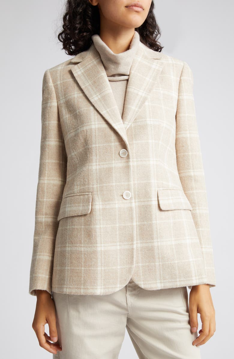 Eleventy Plaid Wool & Alpaca Blend Blazer, Alternate, color,