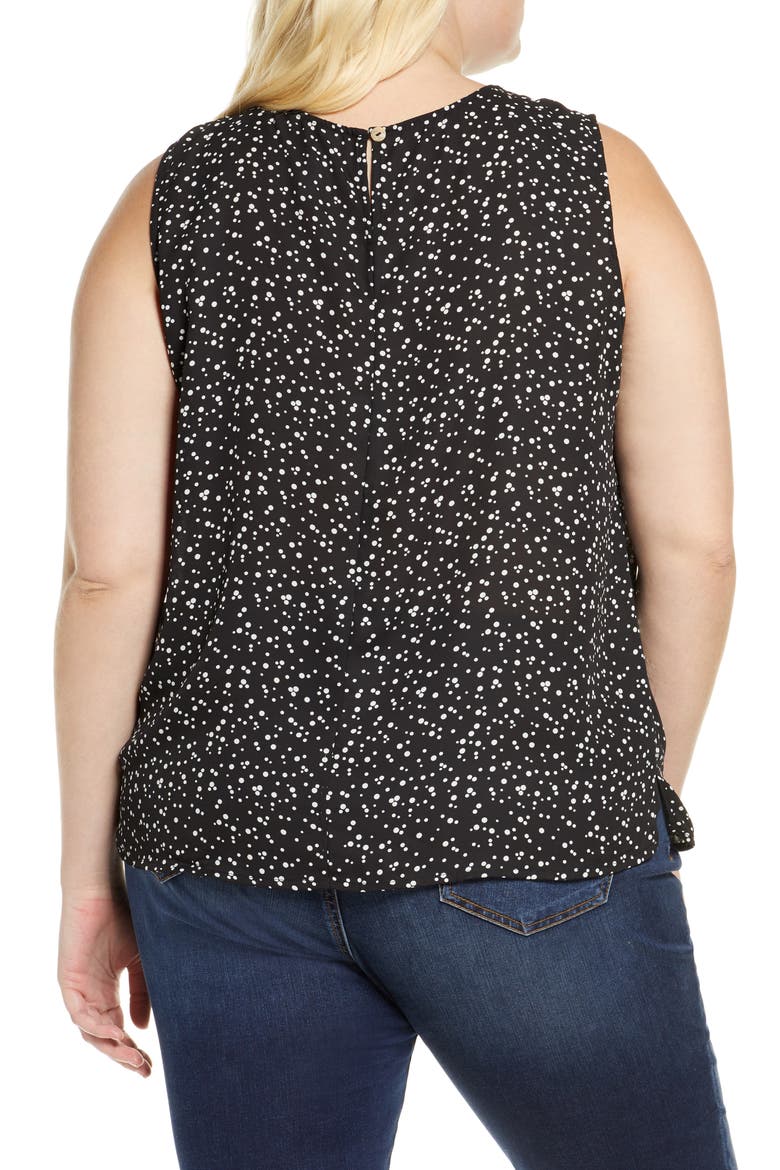 Gathered Neck Shell, Alternate, color, BLACK/ IVORY
