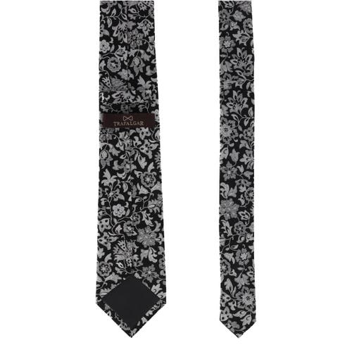 Trafalgar Arian Silver Floral And Vine Business Necktie In Black