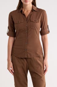 James Perse Three-Quarter Sleeve Button-Up Shirt
