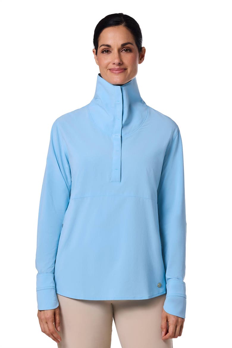 Women's Catona Funnel Neck Long Sleeve Top, UPF 50+ Sun Protection, Alternate, color, Arctic Blue Shadow Stripe