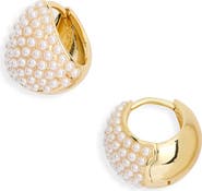 NORDSTROM RACK Demi Fine Faux Pearl Huggie Hoop Earrings