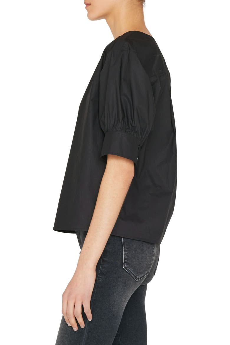 Split Neck Organic Cotton Popover Top, Alternate, color, NOIR