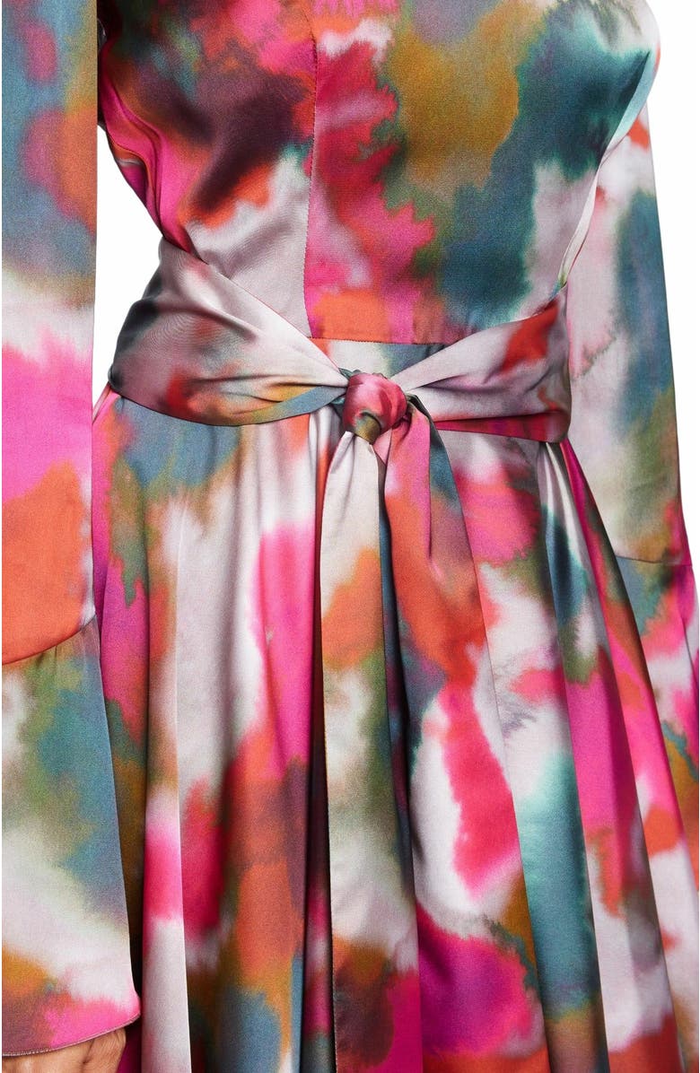 Santorelli RONI Long Sleeve Knee Length Abstract Printed Flared Dress, Alternate, color, 