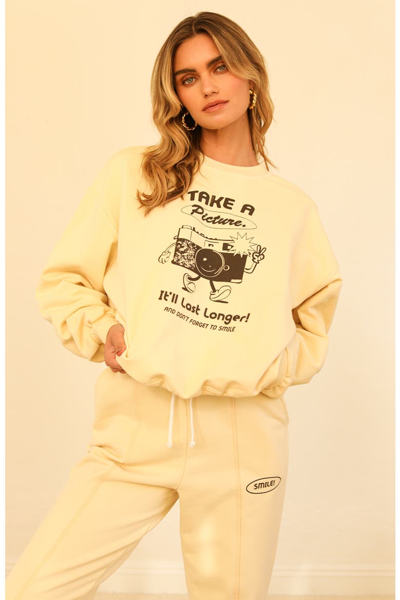 Take A Picture Drawstring Sweatpants, Alternate, color, Vanilla