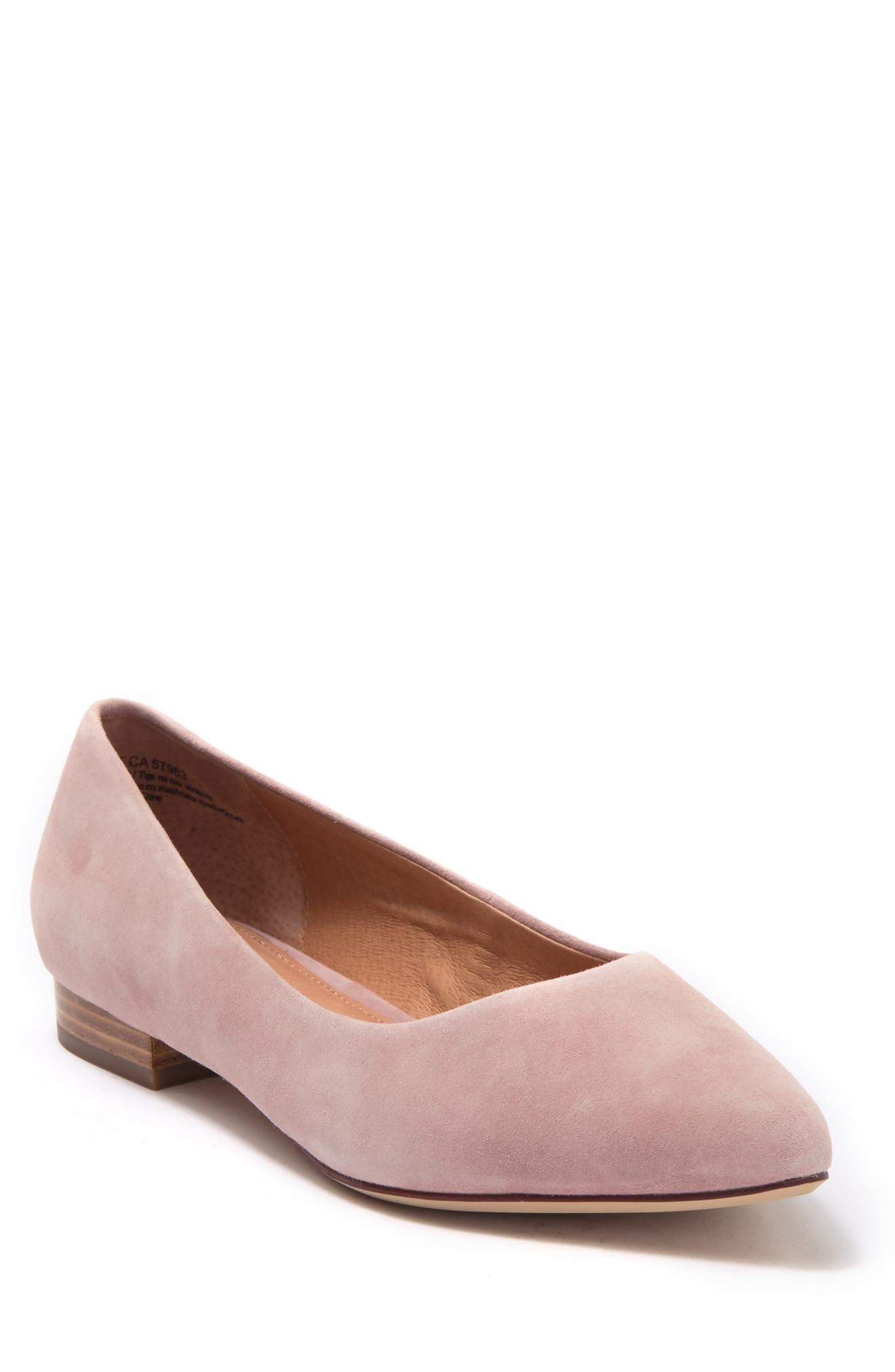 Luna Pointy Toe Flat, Main, color, BLUSH SUEDE