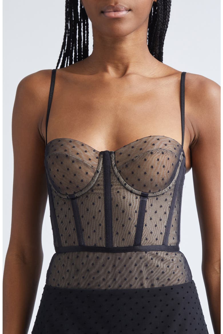 Dot Point d'Esprit Underwire Bodysuit, Alternate, color, BLACK