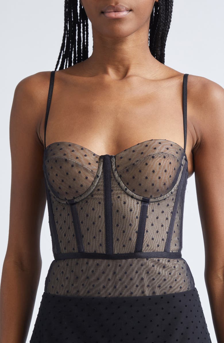 Zimmermann Dot Point d'Esprit Underwire Bodysuit, Alternate, color, Black