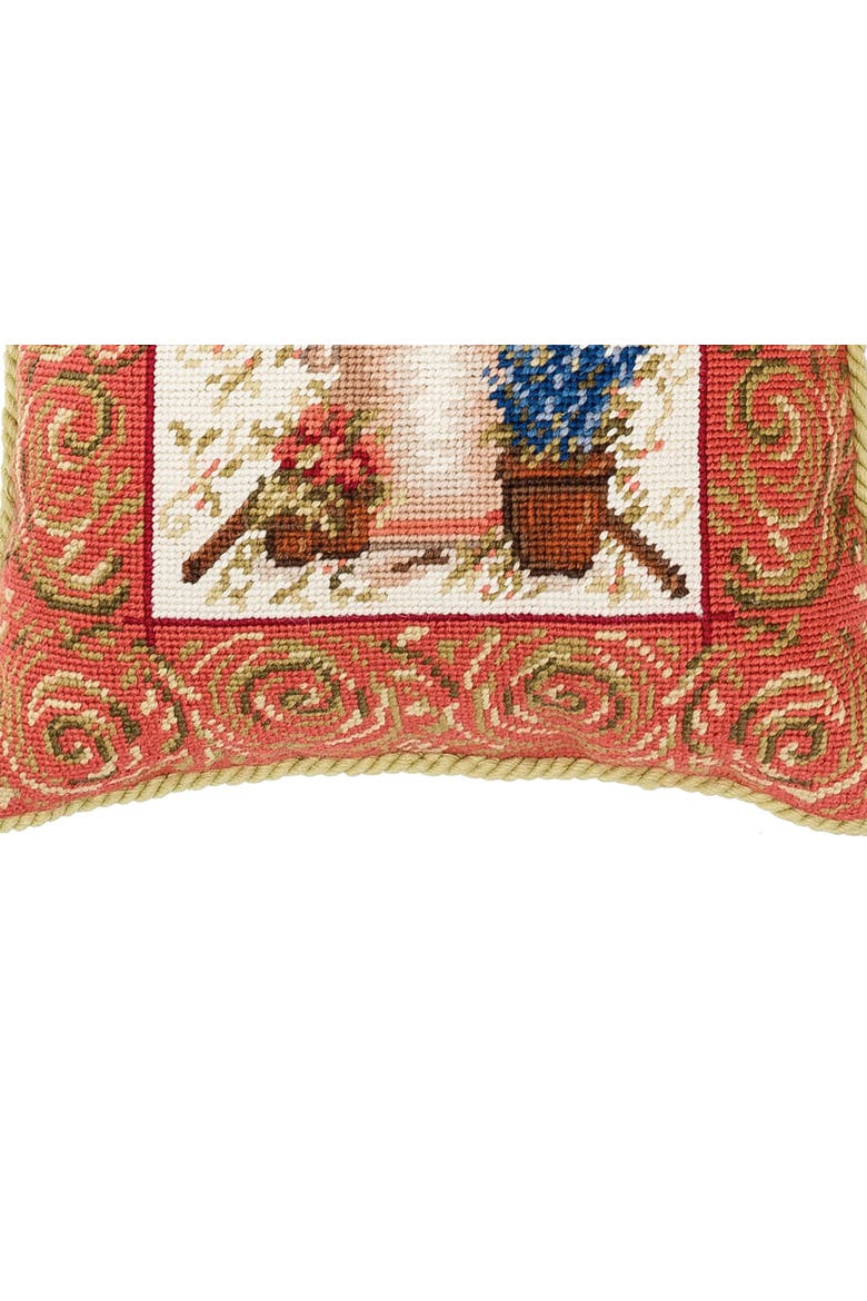 Garden Tools Number 2 Needlepoint Accent Pillow, Alternate, color, Pink