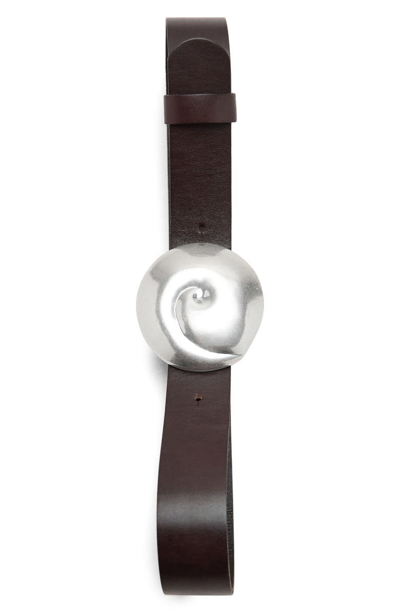MANGO Shell Buckle Leather Belt, Alternate, color, 