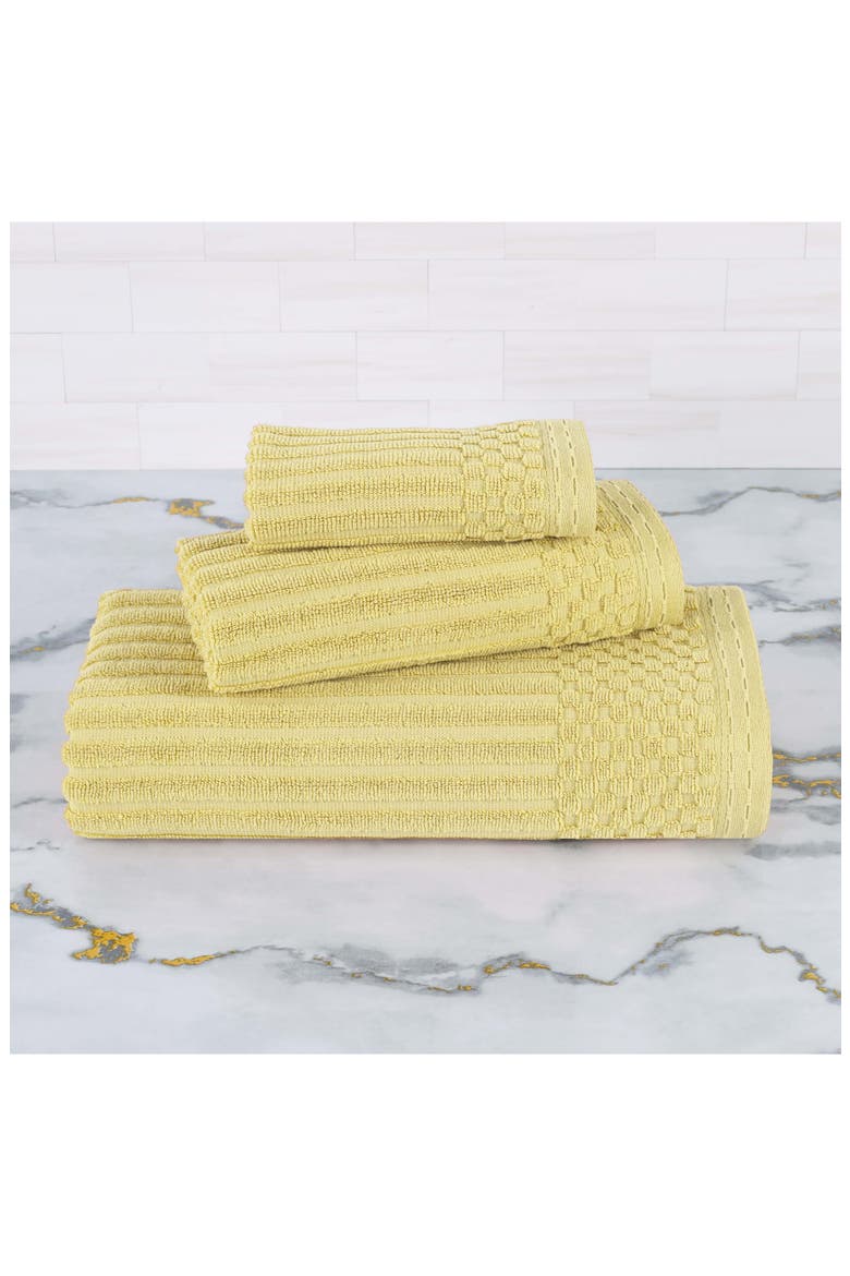 Soho 3-Piece Rib Cotton Bath Towel Set, Alternate, color, GOLDEN MIST
